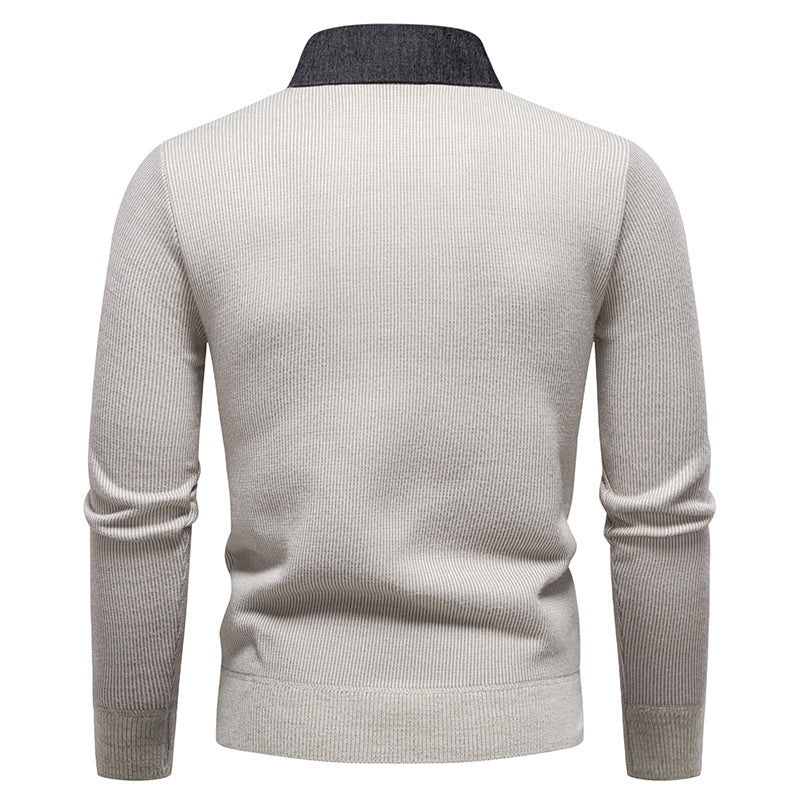 EB | Herren Strickpullover mit Kontrastkragen