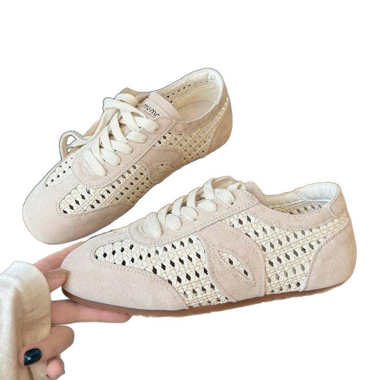Damen elegante und luftige Schnürschuhe mit handgewebtem Obermaterial EB