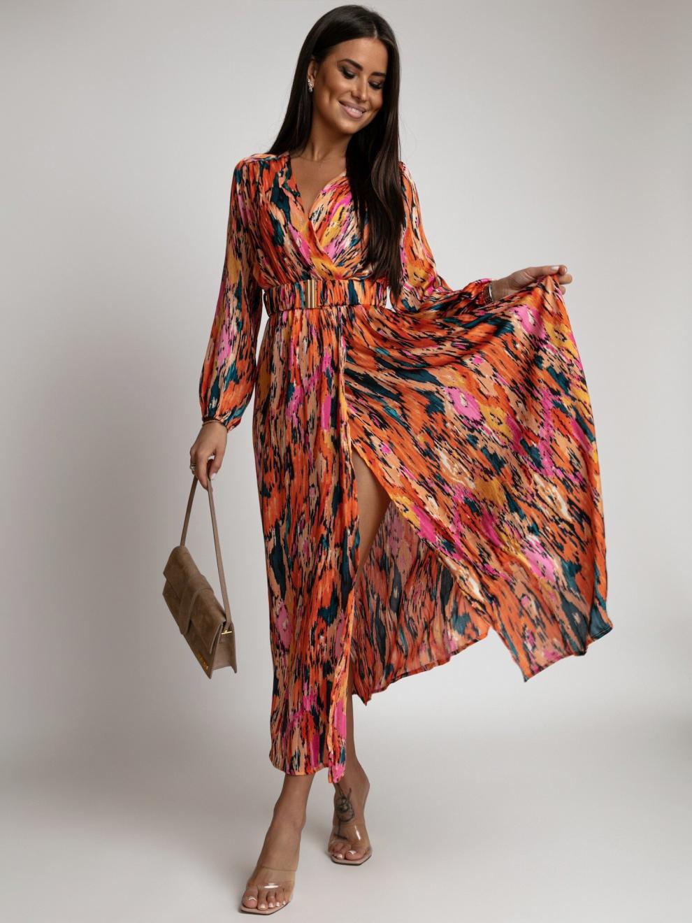 Damen Maxikleid mit bunten Mustern EB
