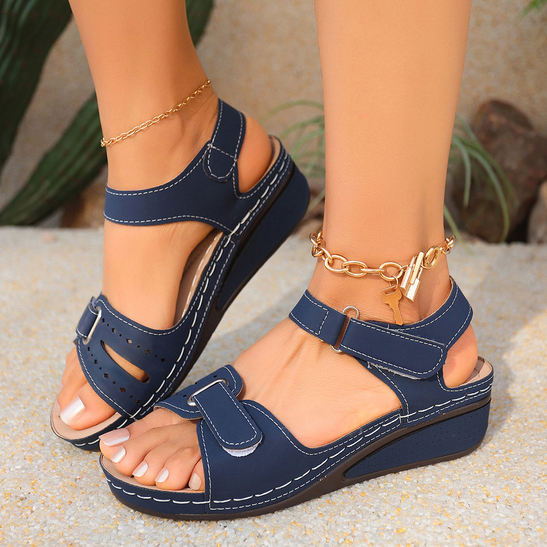 Damen komfortable Wedge-Sandalen mit verstellbarem Riemendesign EB