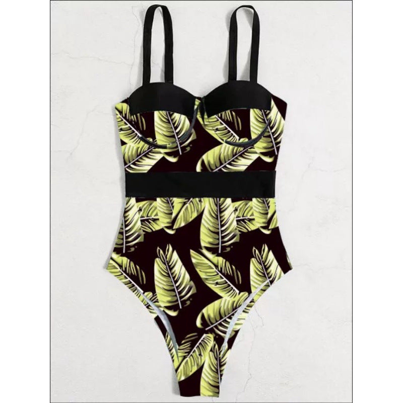 Damen Einteiler Badeanzug mit floralem Design und eleganter Silhouette EB