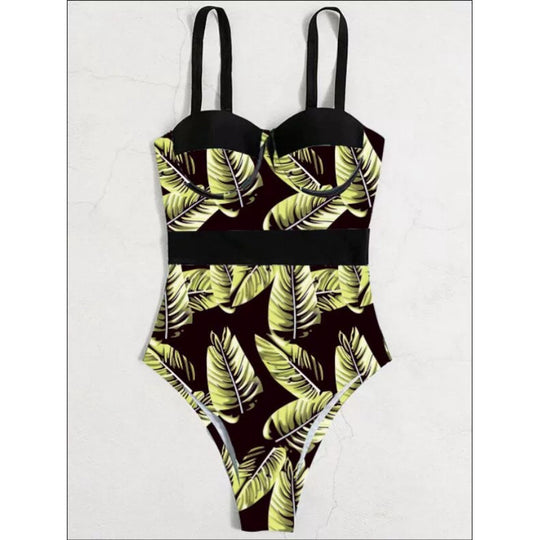 Damen Einteiler Badeanzug mit floralem Design und eleganter Silhouette EB