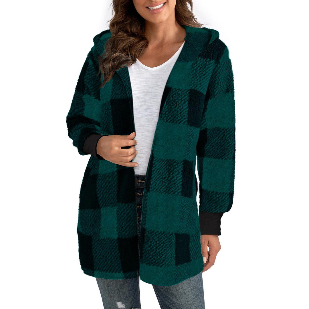 Damen Kuschelige Oversized Jacke mit Kapuze EB