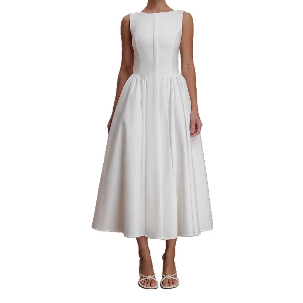 Damen Elegantes Midikleid mit femininen A-Linien-Rock EB