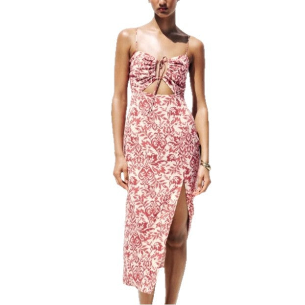 Damen Maxikleid mit raffiniertem Cut-Out-Design und verstellbaren Spaghettiträgern EB