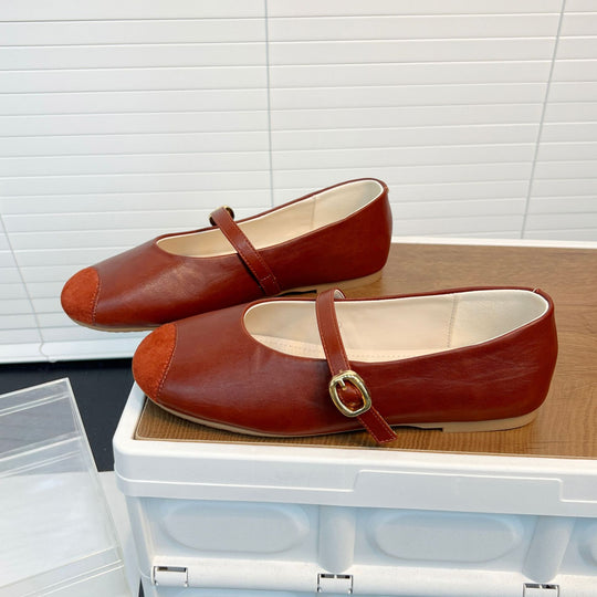 Damen elegante Ballerinas mit dekorativem Riemen und edler Schnallenverzierung EB