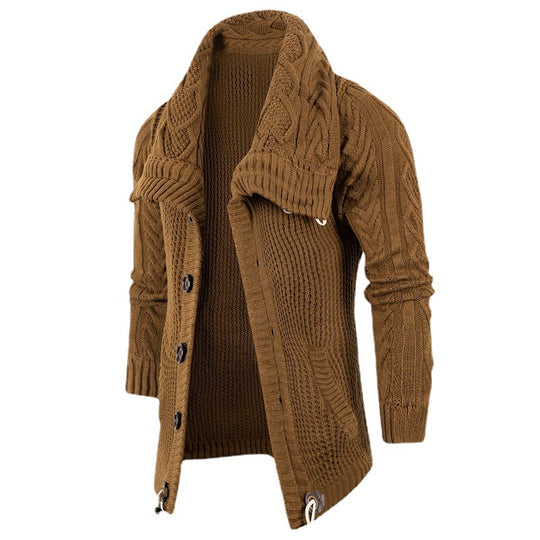 Herren Grobstrick Strickjacke mit umschlagbarem Halsausschnitt EB