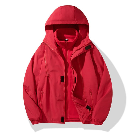 Herren zweiteiliger Regen- und Thermojacke mit abnehmbarer Fleece-Innenjacke und winddichter Membran EB