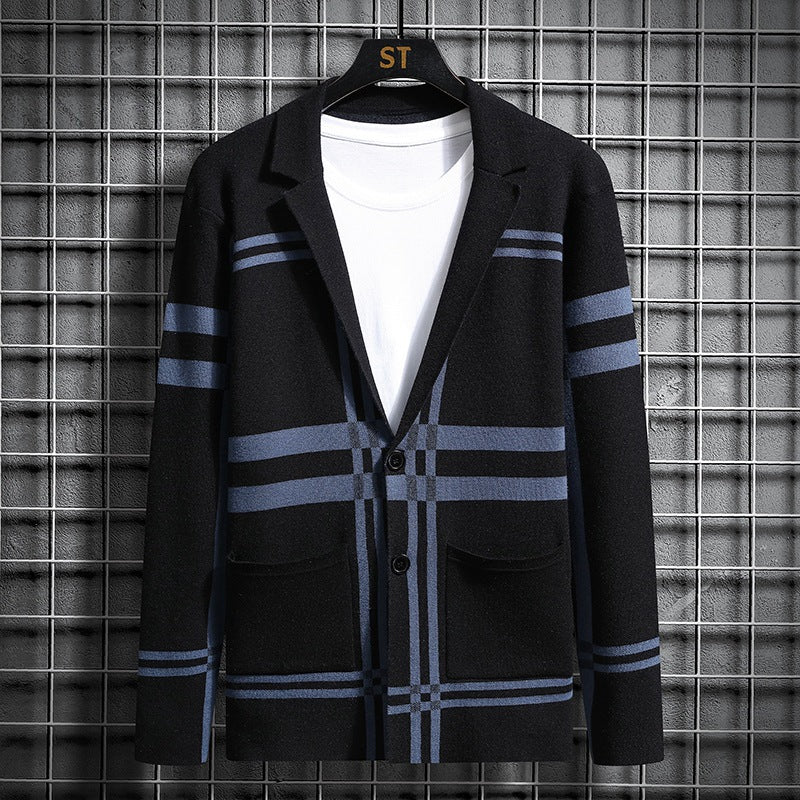 Herren modische Strickjacke mit einzigartigem Karomuster EB