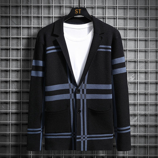 Herren modische Strickjacke mit einzigartigem Karomuster EB