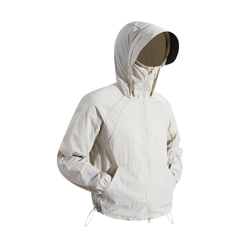 Unisex nan leichte wind- und wasserabweisende Kapuzenjacke mit verstellbarem Saum und Packsack EB