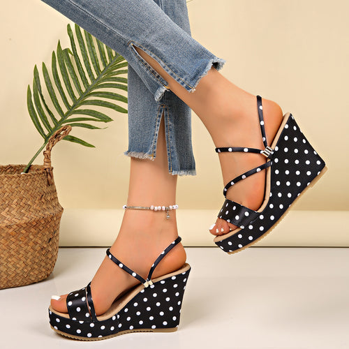 Damen Wedge-Sandalen mit modischem Punktedesign EB