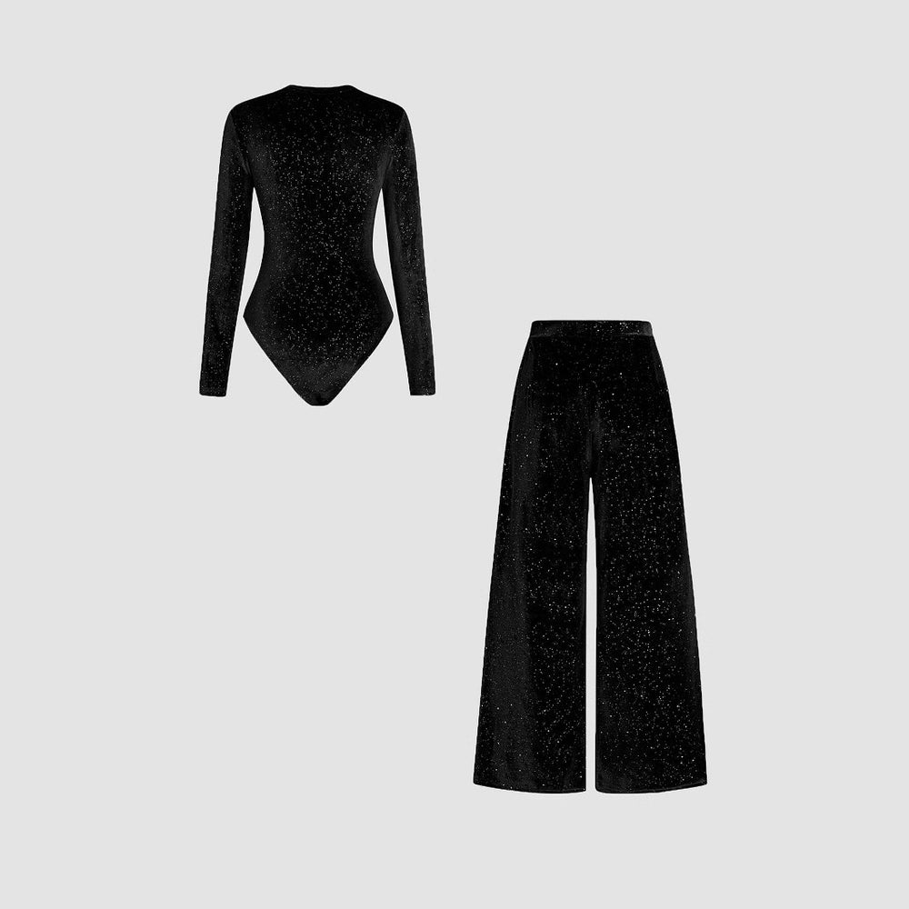 Damen elegantes Gesamt-Set mit glitzernder Oberfläche EB
