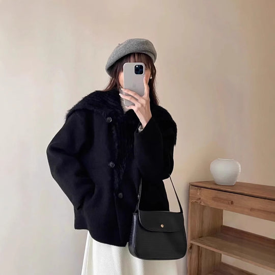 Damen Kuschelige Fleecejacke mit breitem Kragen EB