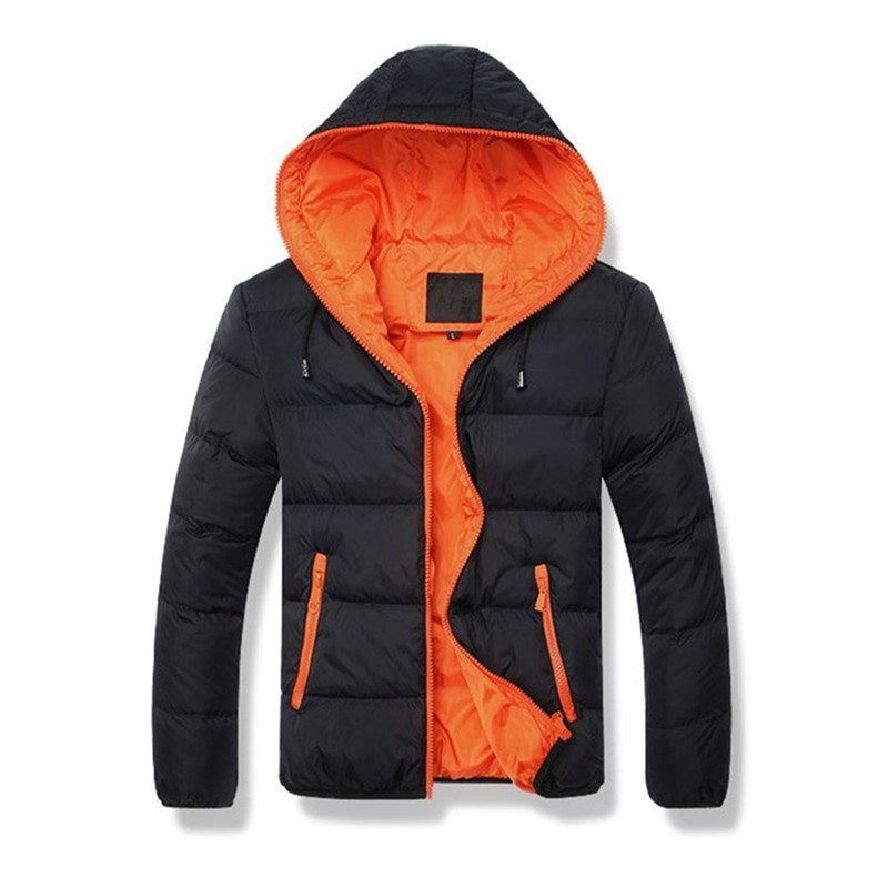 Herren nan gesteppte Kapuzen-Steppjacke mit kontrastierendem Fleecefutter und seitlichen Reißverschlusstaschen EB