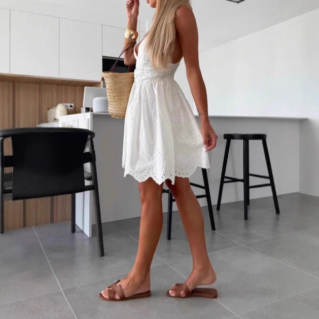 Damen Sommerkleid mit Lochstickerei EB