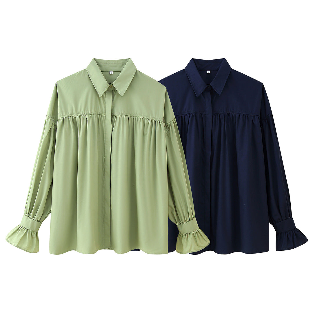 Damen elegante Bluse mit Rüschendetails EB