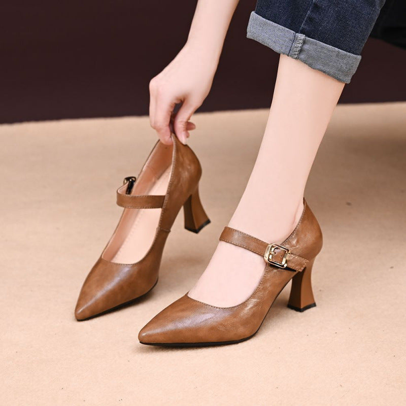 Damen Elegante Slingback-Pumps mit zartem Riemen und hochwertiger Schnalle EB