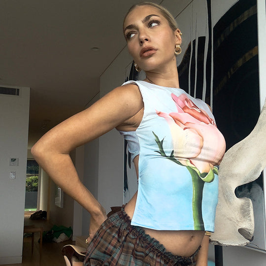 Damen ärmelloses Top mit floralem Design EB