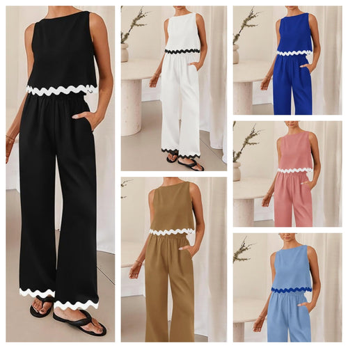 Damen elegantes Lounge-Set mit weitem Schnitt und dekorativen Wellenabschlüssen EB