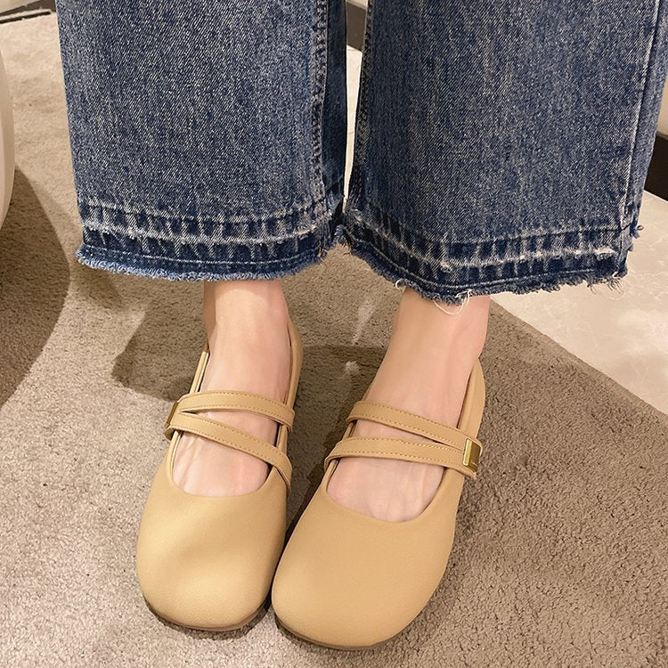 Damen Ballerinas mit verstellbarem Riemen und Komfortsohle EB
