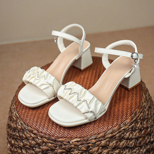 Damen elegante Riemchen Sandalen mit Rüschendetail EB