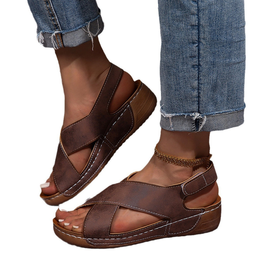 Damen Bequeme Sandalen mit Cross-Over-Riemen und Komfortsohle EB