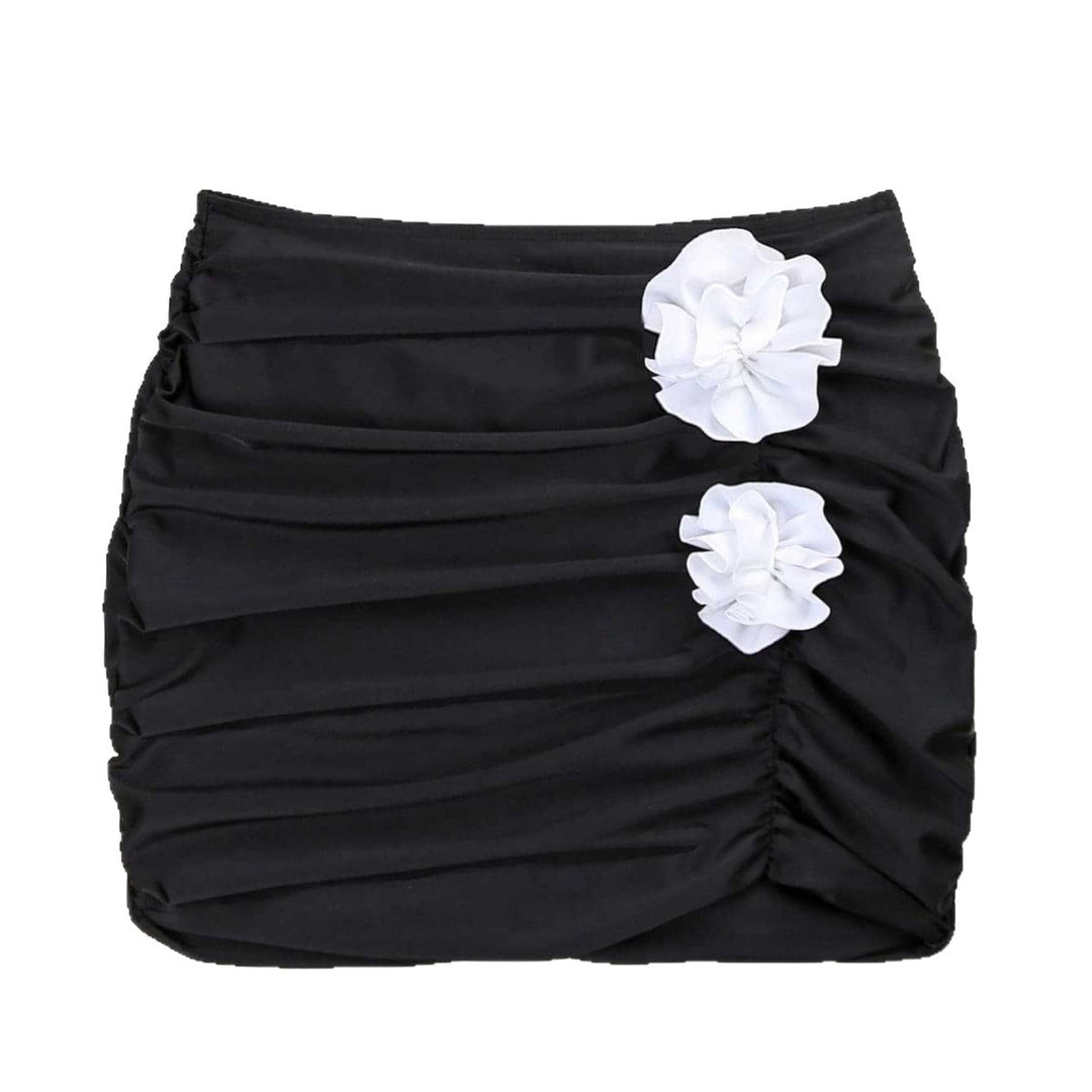 Damen Faltensetz mit dekorativen Blumen EB