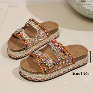 Damen modische Pantoletten mit Schmuckdetails EB