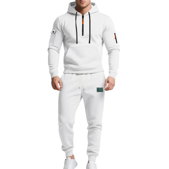 Herren nan Half-Zip Kapuzenpullover und tapered Jogginghose Set mit Kängurutasche, Reißverschlussdetails und elastischem Tunnelzugbund EB