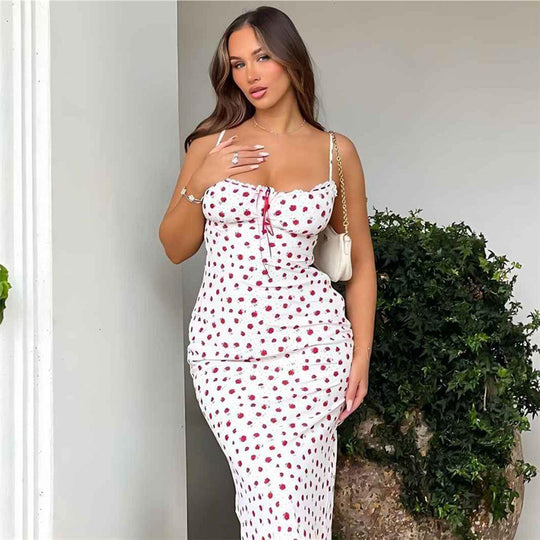 Damen Maxikleid mit verspieltem Blumendruck und verstellbaren Trägern EB