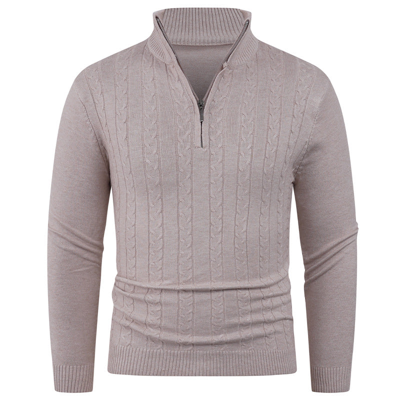Herren Strukturierter Pullover mit ZIP-Kragen EB