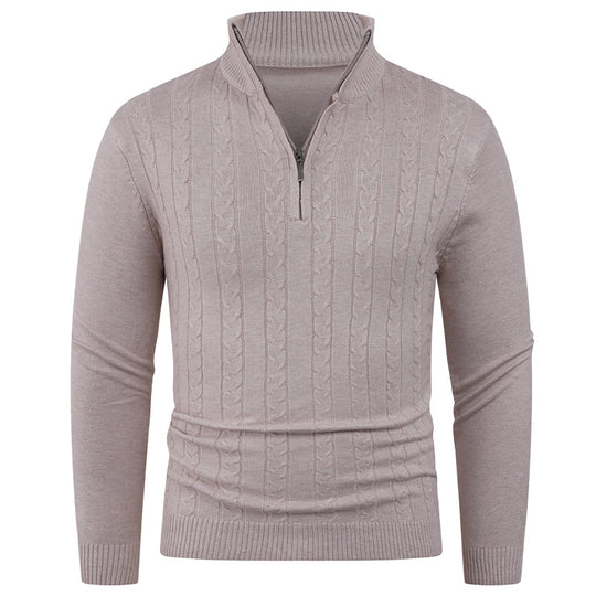 Herren Strukturierter Pullover mit ZIP-Kragen EB