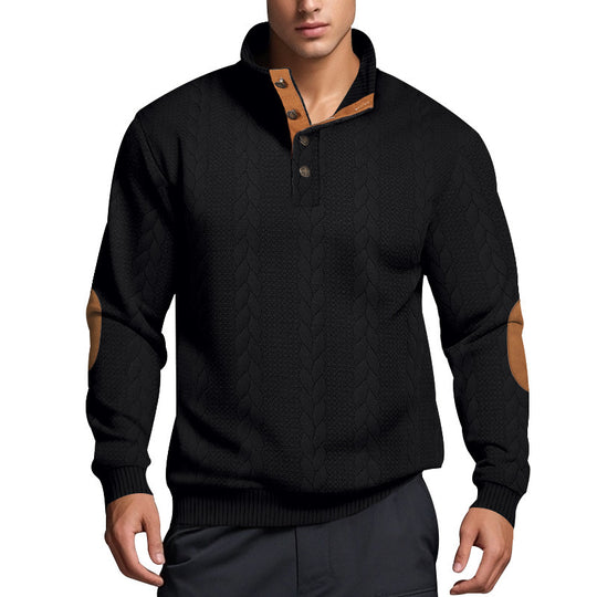 Herren Strickpullover mit hohem Kragen und strukturiertem Muster EB