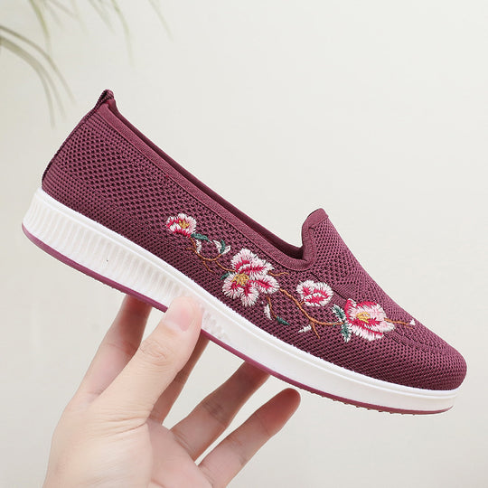 Damen Slip-On Sneaker mit floralem Stickmuster EB