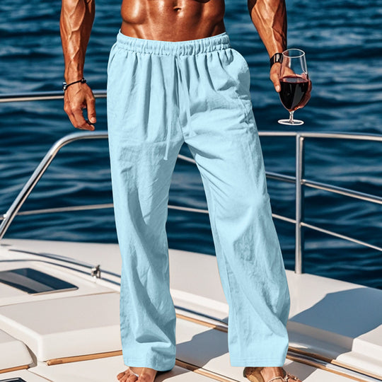 Herren Sommerliche Freizeithose mit weichem, atmungsaktivem Baumwollmaterial und elastischem Bund EB
