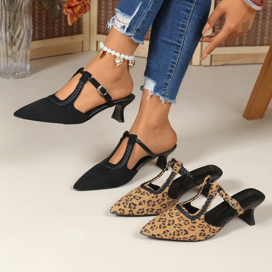 Damen elegante Slingback-Pumps mit Animal-Print und modischem Absatz EB