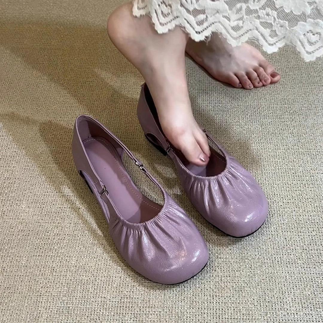 Damen Ballerinas mit elastischem Falten-Design und anpassbarem Riemen EB