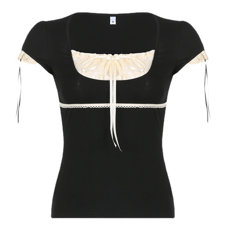 Damen Elegantes Spitzenoberteil mit raffinierten Schnürdetails EB