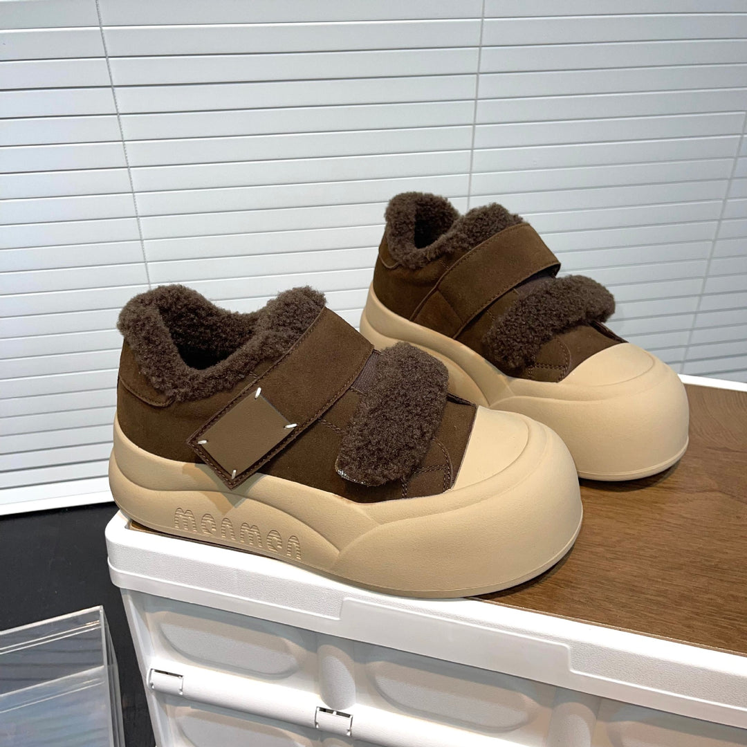 Damen komfortable Sneakers mit kuscheligem Innenfutter und verstellbarem Klettverschluss EB