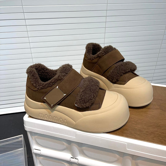 Damen komfortable Sneakers mit kuscheligem Innenfutter und verstellbarem Klettverschluss EB