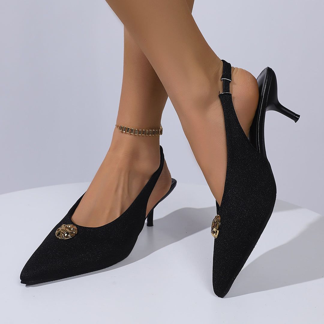 Damen Slingback-Pumps mit elegantem Riemchen-Design und edlem Schmuckdetail EB