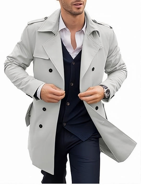 Herren leichter Trenchcoat mit modernem Design und stylischem Stehkragen EB