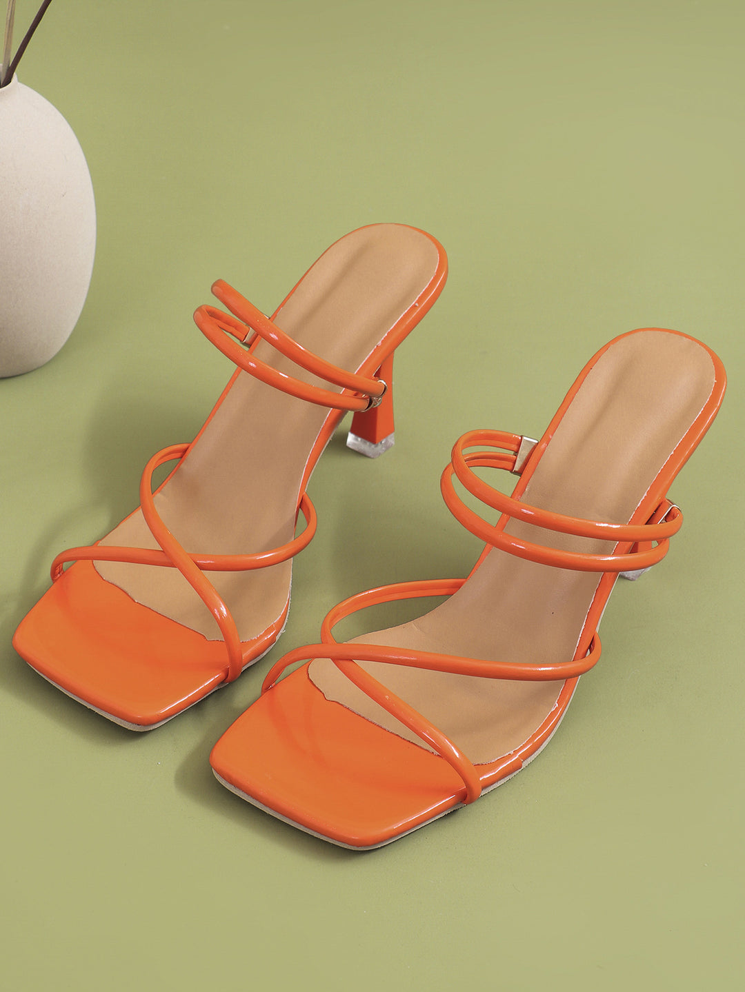 Damen elegante Riemchen-Sandaletten mit geschwungenem Absatz EB