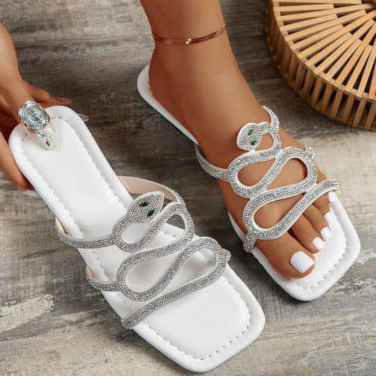 Damen glamouröse Riemchen-Sandalen mit funkelnden Strassapplikationen EB