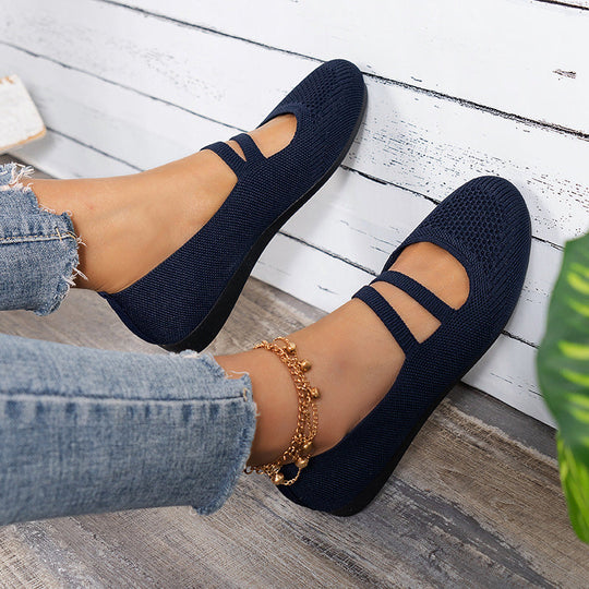 EB | Flache Slipper mit Riemen Über Dem Spann und Flacher Sohle für Damen