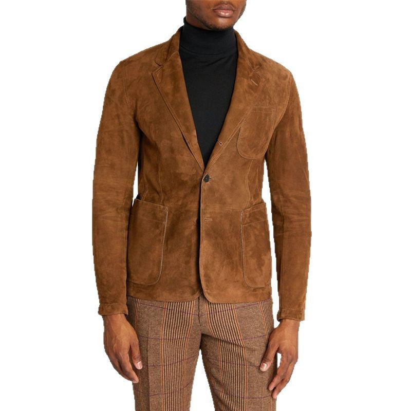 Herren Eleganter Wildlederblazer mit modernen Taschen und lässigem Schnitt EB