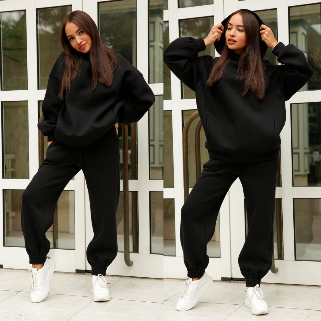 Damen Sportliches Hoodie- und Jogginghosen-Set im lässigen Design mit Kapuze EB