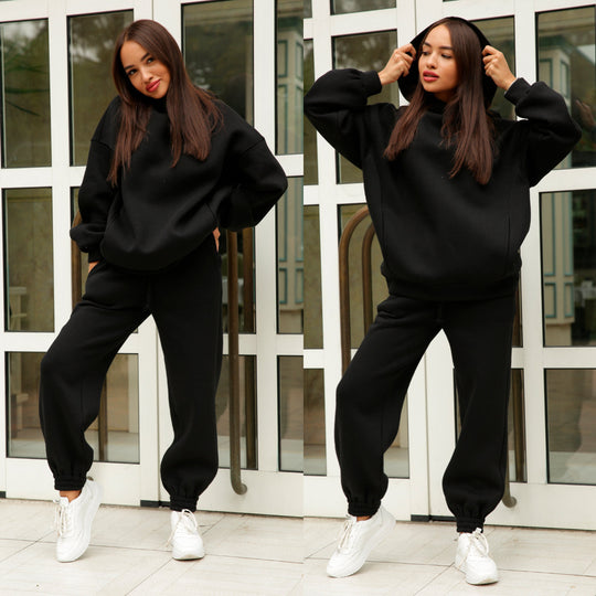 Damen Sportliches Hoodie- und Jogginghosen-Set im lässigen Design mit Kapuze EB