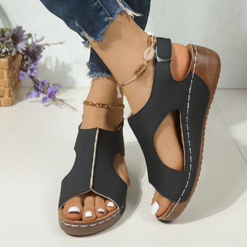 Damen Sportlich-elegante Komfort-Sandalen mit gepolstertem Fußbett und verstellbaren Klettverschlüssen EB